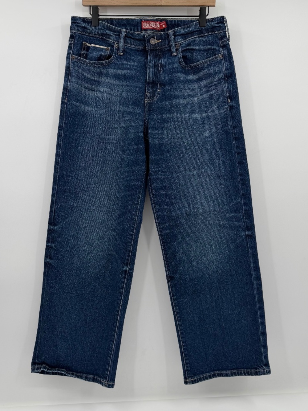 Lucky Brand Jeans Women 10 Blue The Baggy Wide Leg Dark Wash Denim Mid Rise